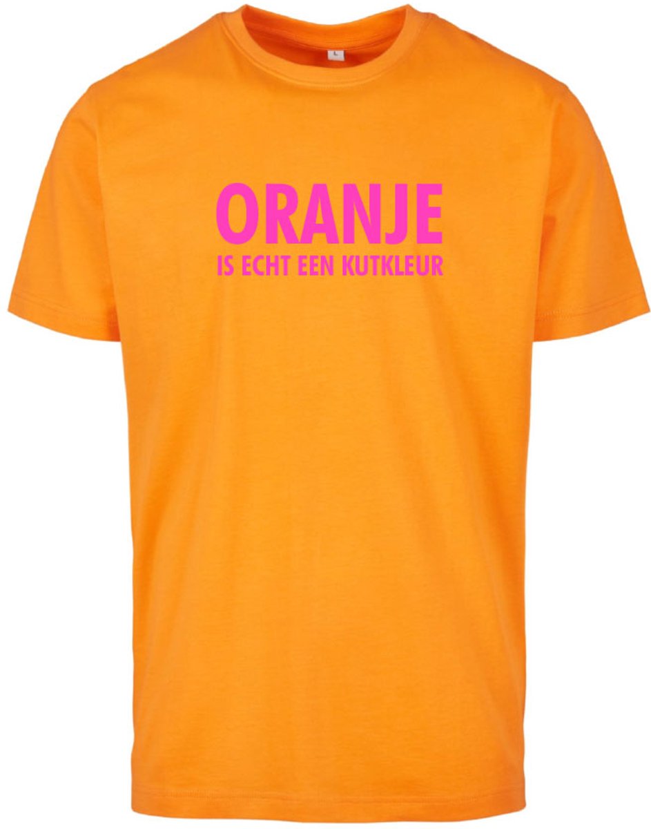 T-shirt oranje XXL - Oranje is echt een kutkleur II - Fluor roze - soBAD. - Koningsdag - Unisex - Oranje - Voetbal - Nederland