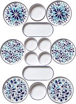Asir - Ontbijtset (14 stuks) - Blauw - 25 x 11 x 3,5 cm