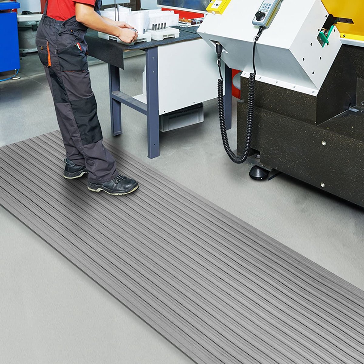 Floordirekt Anti-Vermoeidheidsmat - Softer-Work-Mat - Werkplaatsmat - Grijs - 60 x 250 cm