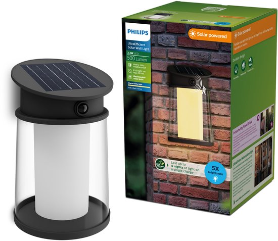 Philips TYLA LED 1,2W 4V 3000K IP44 zonne-wandlamp met sensor