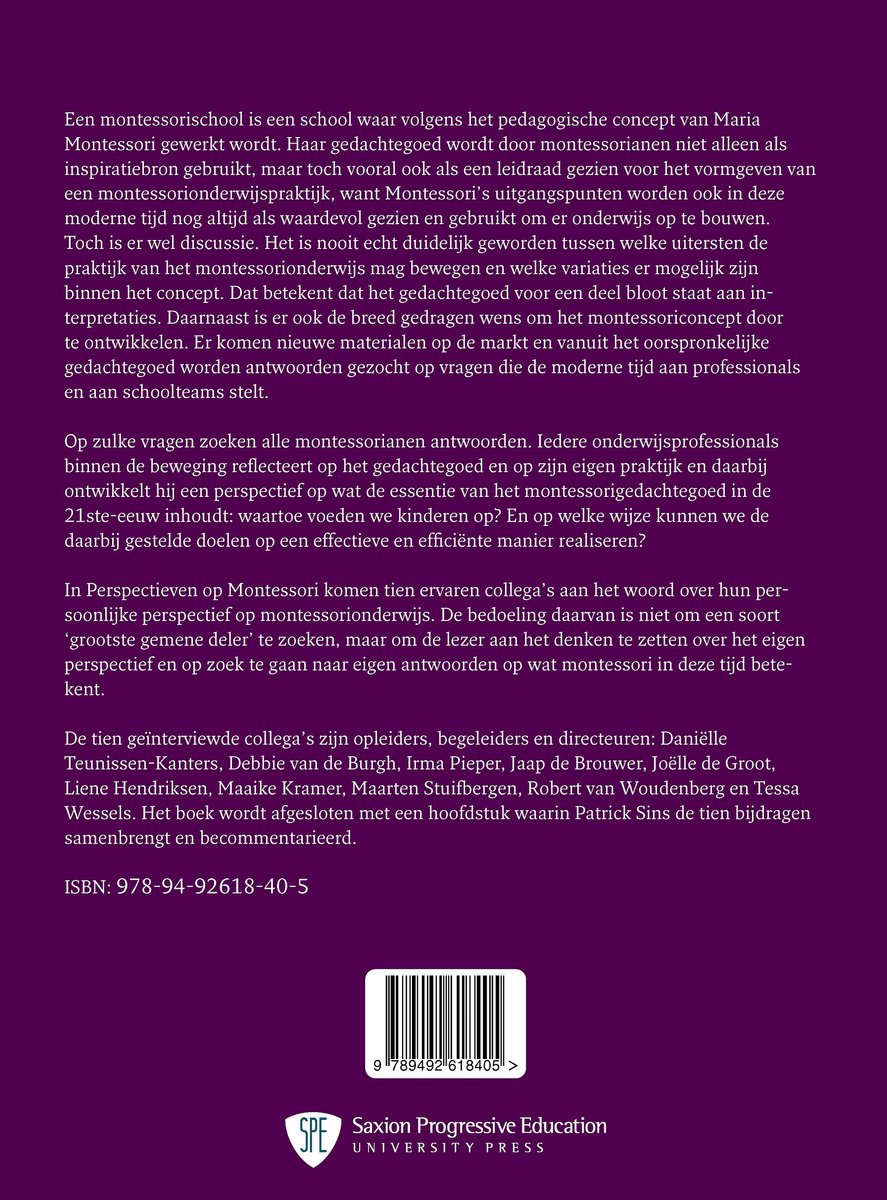 Perspectieven op Montessori - back cover