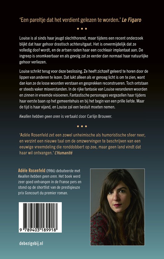 Boek kaft met tekst, barcode en foto van een vrouw.