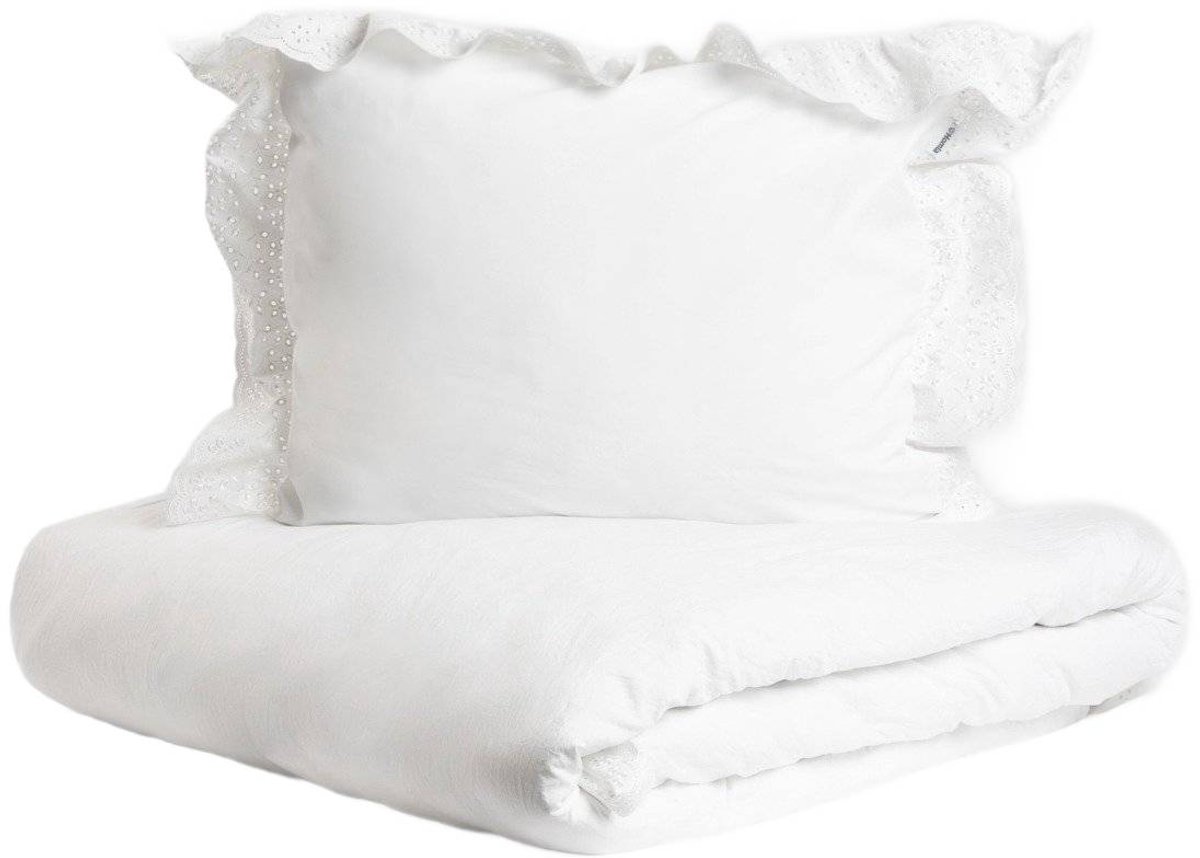 HOMLA BEDDING - Beddengoed - Dekbedovertrek - MORAIN - Witte Microfibre met Kant - 140x200 + 1x50x60 cm