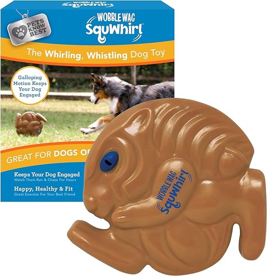 Pet's Know Best Squwhirl – Frisbee pour chien – Doux et durable – Jouet d'extérieur interactif – Perfect pour lancer, attraper et mâcher – Design écureuil brun – Taille Medium