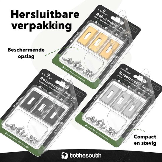 Lames de tondeuse robot universelles Endurance To the South® compatibles avec Gardena, Husqvarna, McCulloch, Yard Force, Segway, Garden Feelings, Cramer, ECOVACS, Ferrex et Florabest - Acier - 9 pièces