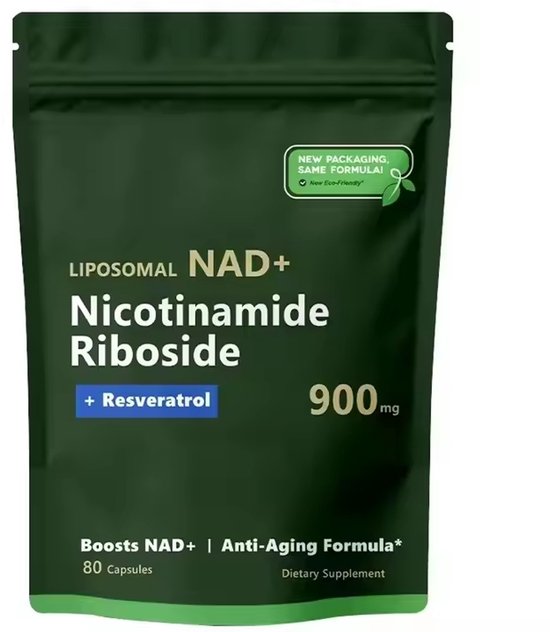 Nicotinamide Riboside ( B3 Niacine 250 mg ) & Resveratrol 75 mg & Liposmal 125 mg = Verhoog NAD+ en Ondersteun Anti-Aging | 80 Capsules 450 Mg per capsule