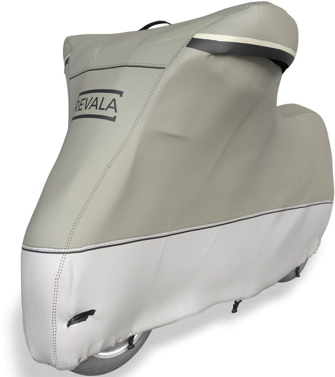 REVALA motorzeil [L, grijs] motorhoes winterbestendig en UV-bestendig, motorgarage waterdicht, scheurvast, ademend, hittebestendig, outdoor & indoor + tas, 225x100x125cm LxBxH