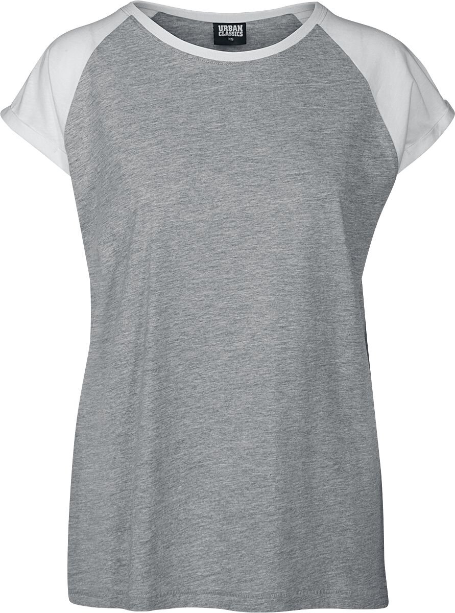 Urban Classics Contrast Raglan Tee Dames T-shirt gemêleerd S Grijs