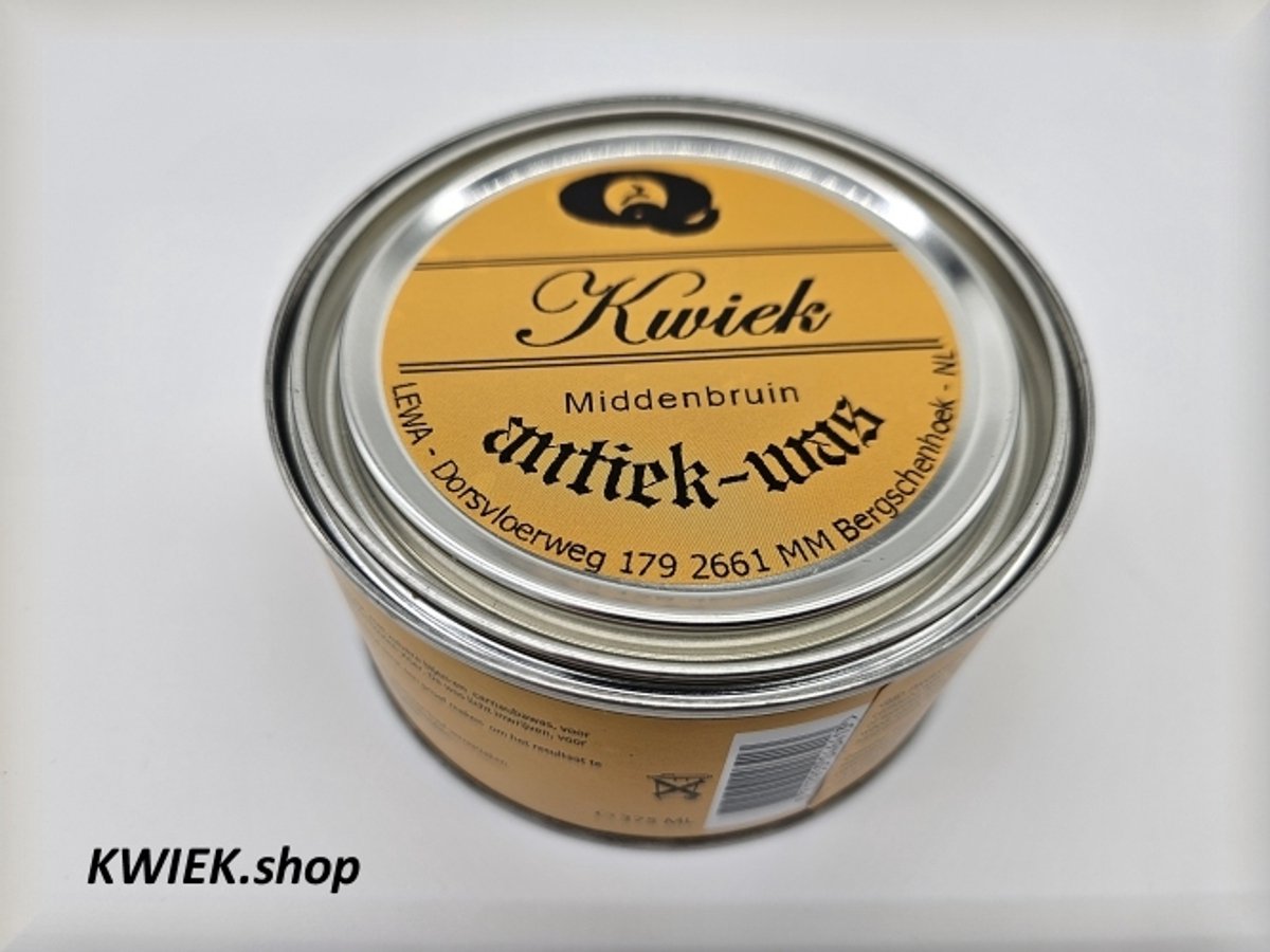 KWIEK antique wax - MIDDLE BROWN - de echte onderhoudswas volgens oudhollands recept - 375 ml - makkelijk in gebruik - meubel - antiek - meubelwas - bijenwas - boenwas - terpentijnwas - De Enige Echte KWIEK was