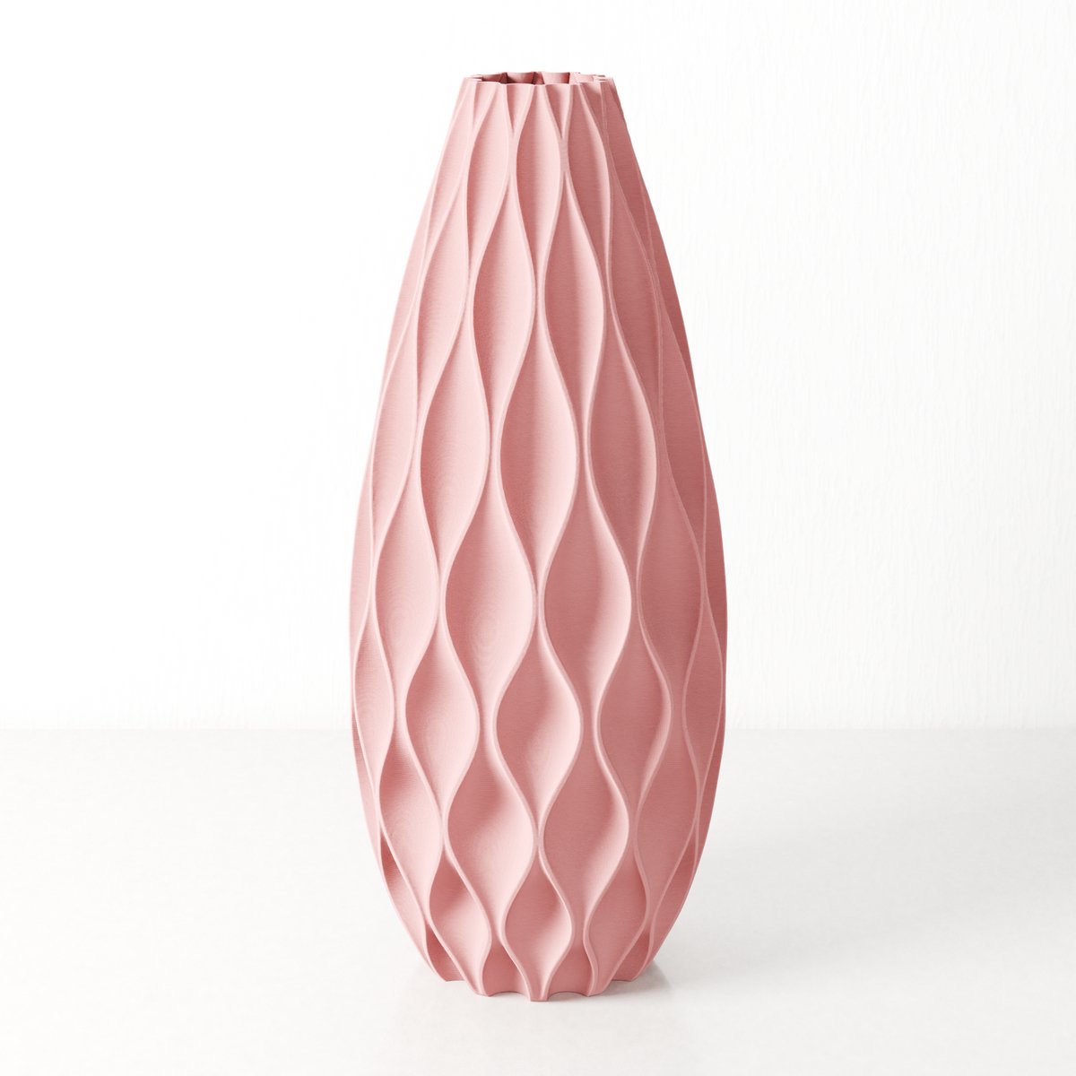 Fleuriek - Vaas - Roze - H40 cm - Vaas voor zijdebloemen - Luxe vaas gemaakt van duurzaam kunststof - Unieke decoratieve vaas met patroon