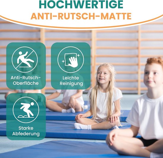 eyepower Opvouwbare Turnmat Dik - Gym Mat voor Thuisgebruik 180x60x5 cm - Veilige Gymnastiek Onderlegger voor Kinderen Fitness en Turnen - Schokdempend Sport Vloermat voor Training Binnen en Buiten