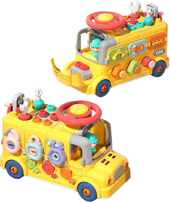 360 Toys® - Engineering Bus - STEM Speelgoed - Zes unieke speelkanten - Educatief speelgoed - Geschikt voor kinderen vanaf 3 jaar