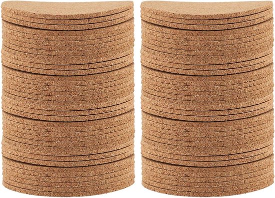 Houten onderzetters, 0,1'' dikke 3,5'' diameter ronde kurken onderzetters, koffieonderzetters voor thuis, kantoor, keuken, bar(50 stuks
