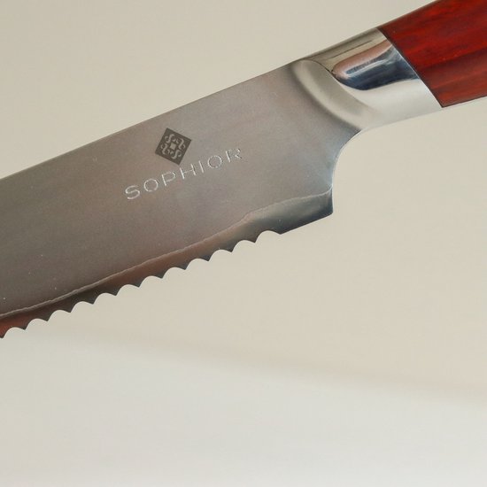 SOPHIOR Collection Classic Héritage - Couteau à pain | Acier 3 couches | Manche en palissandre | 60 HRC