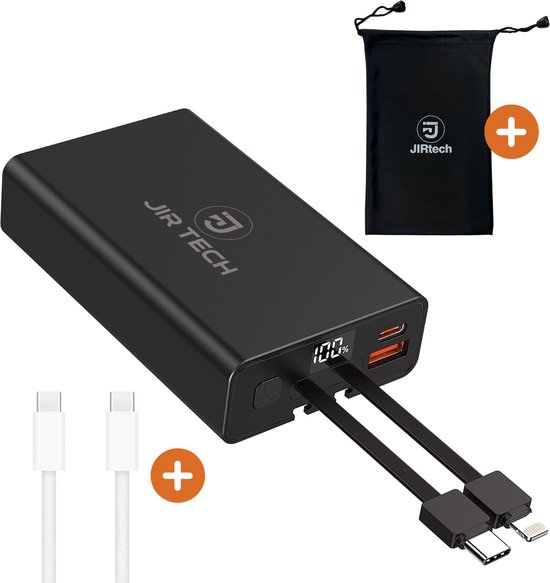 JIR Tech - 10000 mAh Powerbank - Snelladen - 2 Ingebouwde - JIR - €29,95