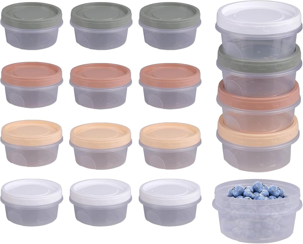 16 kleine herbruikbare voedselbewaardozen - 300 ml, magnetron- en vriezerbestendig