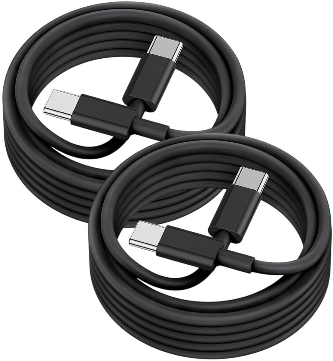 USB C naar USB C kabel - 2 Meter Oplaadkabel 2x - USB-C Oplader Kabel - Zwart