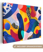 Canvas schilderij 120x90 cm - Exclusieve wanddecoratie Vormen - Abstract - Stippels - Blauw - Muurdecoratie woonkamer - Slaapkamer decoratie - Kamer accessoires - Schilderijen op canvas