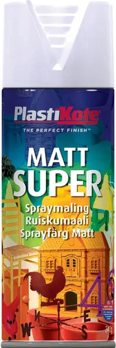 Plastikote - Spuitlak - Super Mat - RAL 9010 - 400 ml
