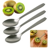 Gouden grapefruitlepels 5-delige set, 4 roestvrijstalen grapefruitlepel en 1 grapefruitmes met titaniumplaat, grapefruitgereedschapset, gekartelde randen Lepelpakket van 5 (goud