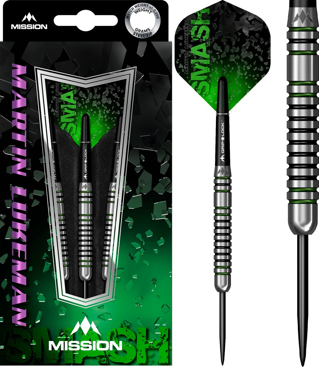 Mission Martin Lukeman Black & Green 90% - Dartpijlen 25 Gram