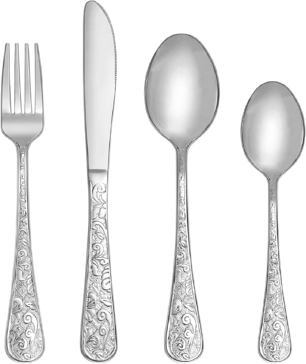 24-delige vintage bestekset voor 6 personen - roestvrij staal, elegant en duurzaam
