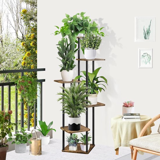 Plantenstandaard Mangohout 2delig Industrieel Koloniaal Teakhuis   Koloniaal Teakhuis