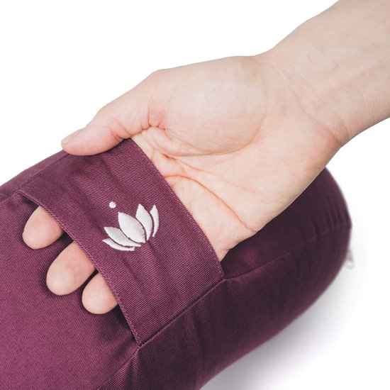 Yogakussen halve maan Shanti - halfmaankussen - meditatiekussen met overtrek van 100% katoen - yoga zitkussen halfmaanvormig met speltvulling - GOTS-gecertificeerd van Shanti Planet — afbeelding 4