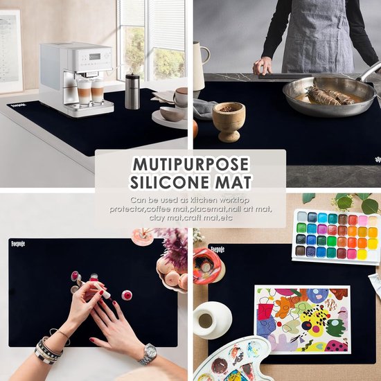 SOSMAR Extra groot, siliconenmat, siliconenplaat voor hars en giethars, doe het zelf knutselen, met siliconen roerstaaven, antislip, epoxyhars, harsmat, fondant, pizza deegmat, BPA vrij (blauw