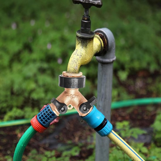 Wateraansluitadapter T-stuk – 2-weg Verdeler Van Messing, 3/8x3/8x1/4 Inch, Voor Tuinslang, Irrigatie En Campers, Roestvrij En Drukvast