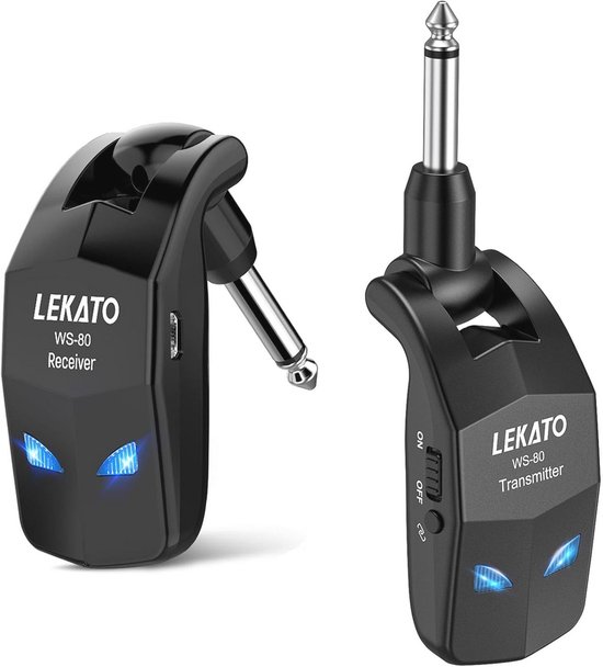 Xvive U2 Guitar Draadloos Systeem Oplaadbaar 2,4 GHz Digitale Gitaar Draadloze Transmitter en Ontvanger voor Elektrische Gitaar Bass Viool Keyboard (koolstof