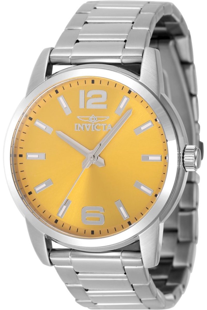 Invicta Celestial 48493 Heren Horloge - Waterdicht - Analoog - Quartz Uurwerk - Roestvrij Staal met Gele Wijzerplaat - 43mm
