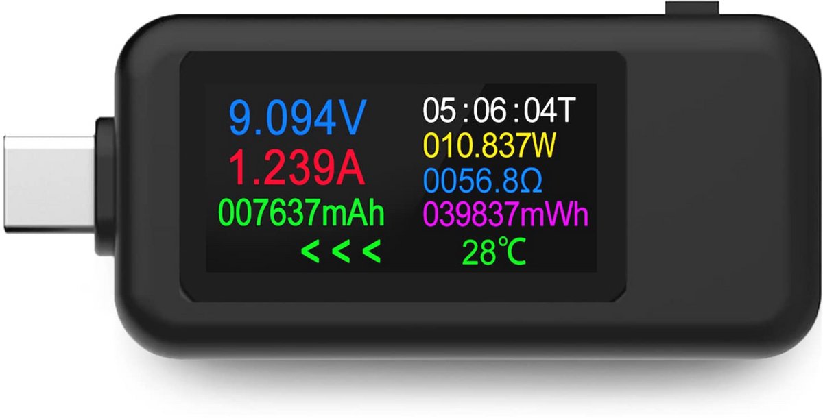 USB C Spannings- en Stroomtester - Digitale Multimeter 4-30V 0-5.1A