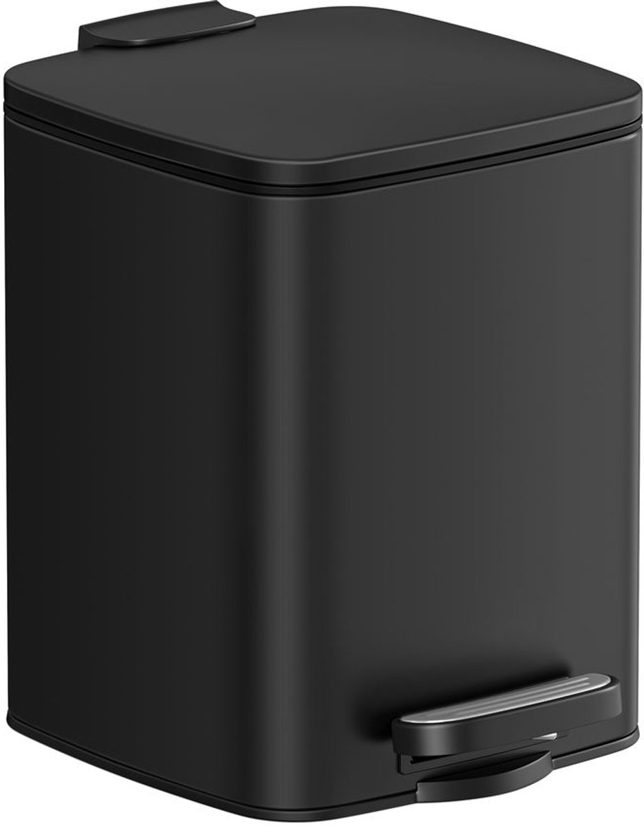 Prullenbak - Vuilnisbak - Cosmetica-emmer - 6L - Klein - Met pedaal - Zwart