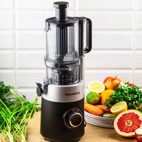 Klausberg KB-7871 Slowjuicer - Cold Press - Stille verticale juicer sapcentrifuge met brede vulopening - Fruitpers - Zwart/Zilver van Klausberg — afbeelding 5