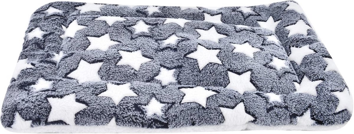 Zachte en warme honden- en kattenmat met sterrenprint - Dikke flanellen deken (61 x 41 cm)