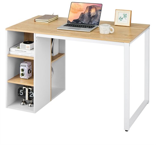 Costway Bureau Met 5 Vakken Computertafel Met Metalen Frame Moderne 