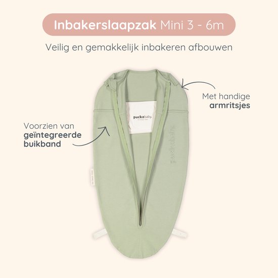 Puckababy Original Mini Inbakerslaapzak (3-6M) - Katoen - Olive — afbeelding 2