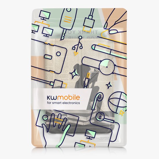 kwmobile e-reader hoesje geschikt voor Kobo Clara BW / Colour hoes - Ereader flip case met standaard - E reader cover van kunstleer - In zwart / beige van kwmobile — afbeelding 2