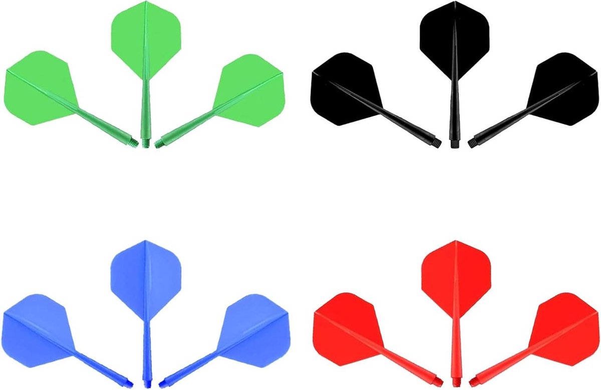 Trankielo - Dartflights en shafts - 12 stuks stabiele 75 mm schroefdraad dartaccessoires - voor dartpijlspel (4 kleuren)