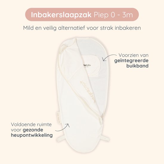 Puckababy Original Piep Inbakerslaapzak (0-3M) - Pure van Puckababy — afbeelding 2