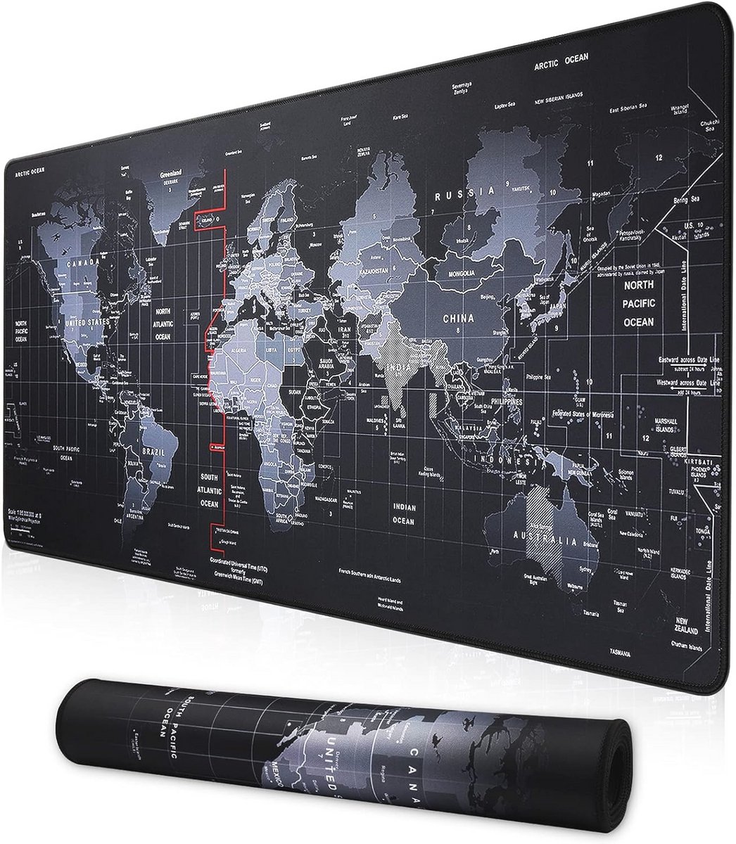 Grote gaming muismat XXL - 900 x 400 mm met landkaart ontwerp