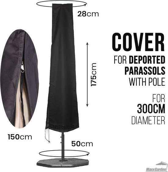 Funda de parasol excéntrico 240 cm negra