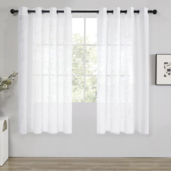 Le Noir & Blanc – gordijn – half transparant – zand – 140×270 cm (bxh