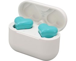Wireless Noise Cancelling Headphones - Heartbuds BT 5.3 Stereo Earphones with Charging Case, Stylish Heart-Shaped Kawaii Design from Japan (Lake Green)