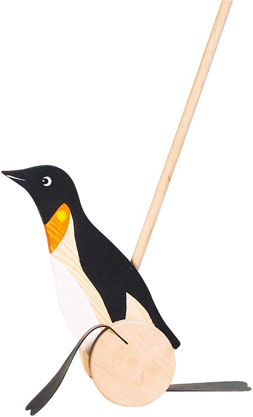 Goki Houten Duwfiguur Pinguin