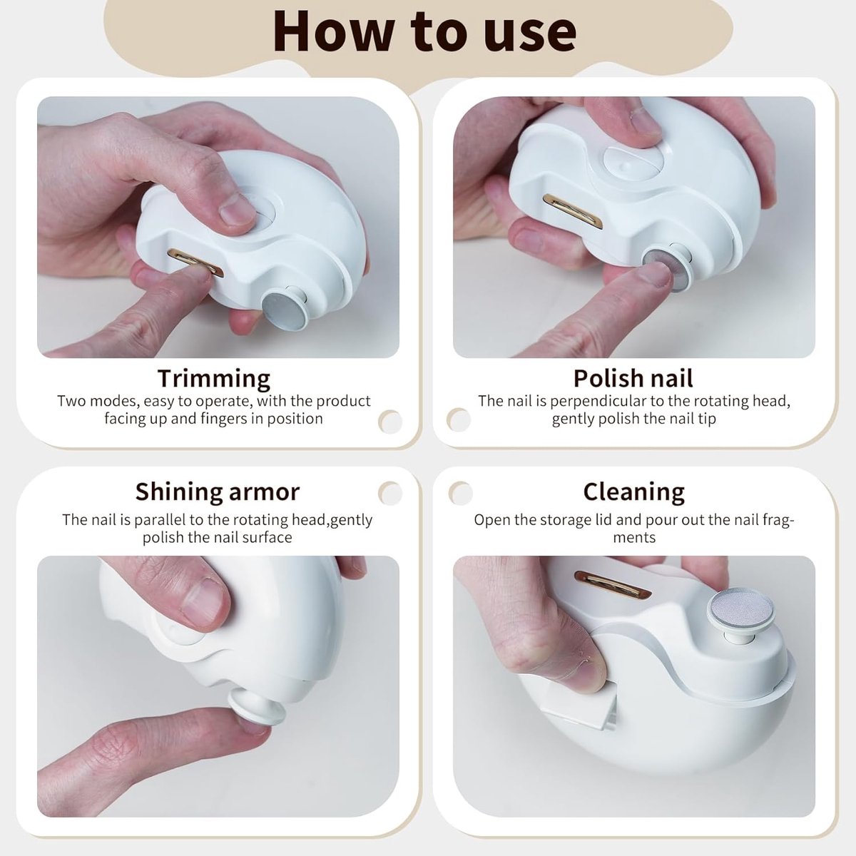 nagelvijl electrisch-nagelvijl electrisch baby-nagel vijl electrisch-2-in-1 trimmer voor nagelverzorging-Automatisch opladen via USB — cadeau in Cadeau-ideeën - foto 4