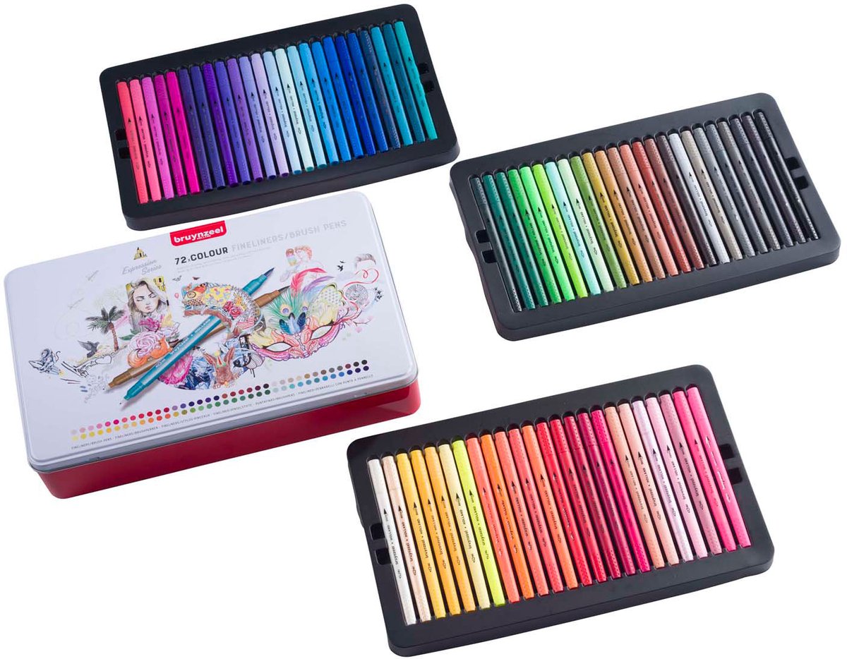 Bruynzeel Creatives Fineliner / Brushpen set 72 kleuren — afbeelding 7