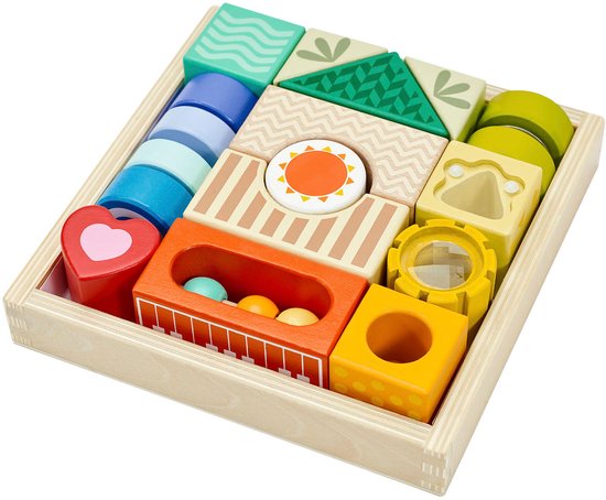 CLASSIC WORLD Houten Sensorische Blokken 8 Functies Puzzel Multifunctionele Vormen Geluid 18 el. van Classic World — afbeelding 2