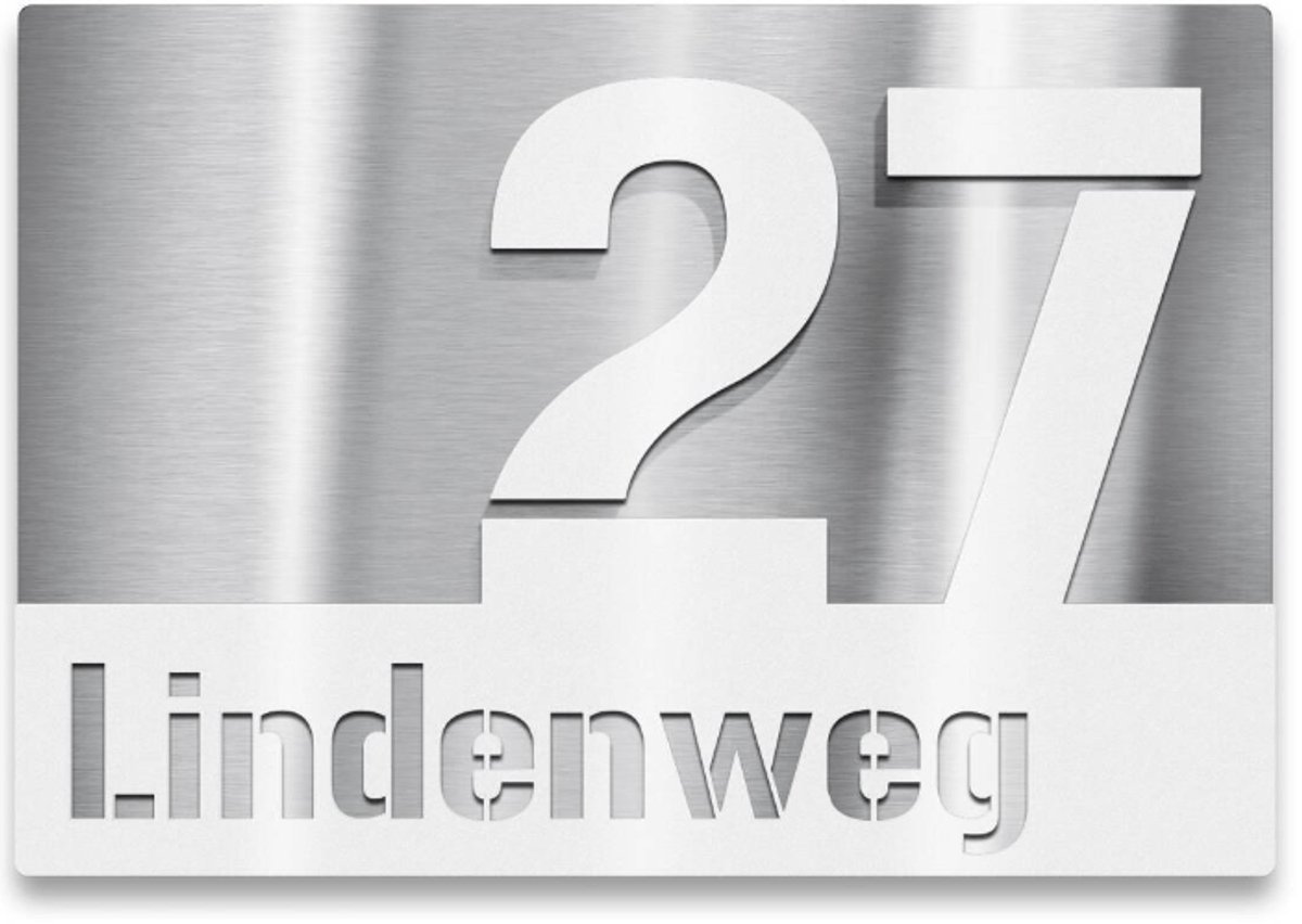 Wit acrylaat met rvs look naambordje voordeur 25x20cm